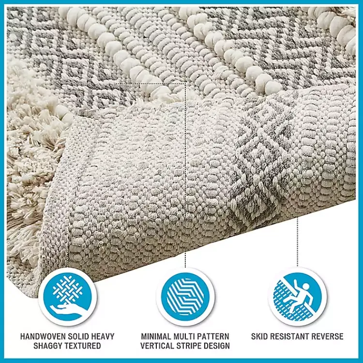 Kirklands Home Bathroom Rugs|Neutral Tufted Stripes Woven Bath Runner Brown