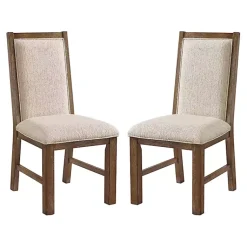 Kirklands Home Dining Chairs|Neutral Upholstered Oak Dining Chairs, Set of 2 Tan