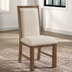 Kirklands Home Dining Chairs|Neutral Upholstered Oak Dining Chairs, Set of 2 Tan
