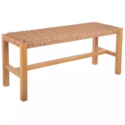 Kirklands Home Entryway Furniture|Newport Natural Wood and Rattan Bench Brown