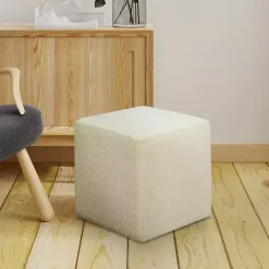 Kirklands Home Benches & Ottomans|Newton Boucle Square Ottoman Ivory