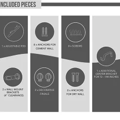 Kirklands Home Curtain Rods & Hardware|Nickel Blackout Extendable Curtain Rod, 144 in.