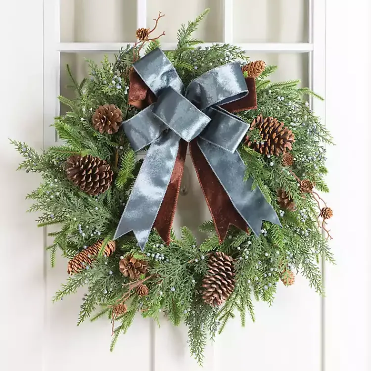 Sale Norfolk Pine and Blue Berry Wreath with Bow Wreaths