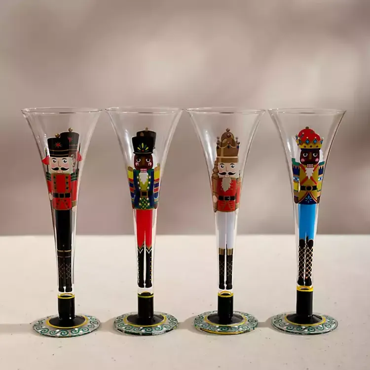 Kirklands Home Glassware & Drinkware|Nutcracker Flute Glasses, Set of 4