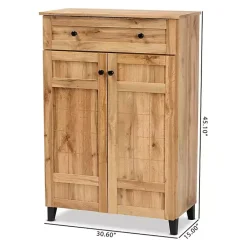 Kirklands Home Entryway Furniture|Oak 2-Door Grid Shoe Storage Cabinet Tan