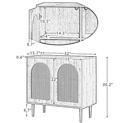 Kirklands Home Cabinets & Sideboards|Oak Wood and Arched Rat 2-Door Cabinet Tan