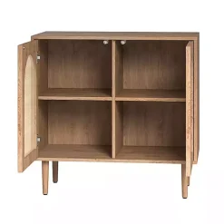 Kirklands Home Cabinets & Sideboards|Oak Wood and Arched Rat 2-Door Cabinet Tan