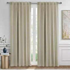 Kirklands Home Curtains & Drapes|Oatmeal Baxter Blackout Curtain Panel, 95 in. Tan