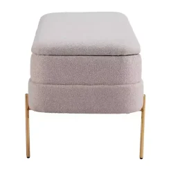 Kirklands Home Benches & Ottomans|Oatmeal Shearling Upholstered Storage Bench Tan