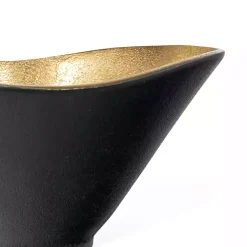 Oblong Black and Gold Bowl, 11 in Decorative Bowls & Jars