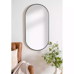 Kirklands Home Framed Mirrors|Oblong Black Nouveau Linear Wall Mirror