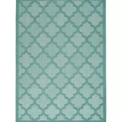 Kirklands Home Outdoor Rugs|Ocean Aqua Trellis Outdoor Area Rug, 4x6 Blue
