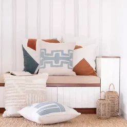 Discount Ocean Blue Geometric Stripe Pillow Pillows