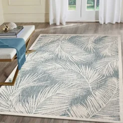 Kirklands Home Outdoor Rugs|Ocean Blue Palm Leaves Outdoor Area Rug, 6x9
