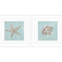 Kirklands Home Framed Art|Ocean Seashells II Framed Art Prints, Set of 2