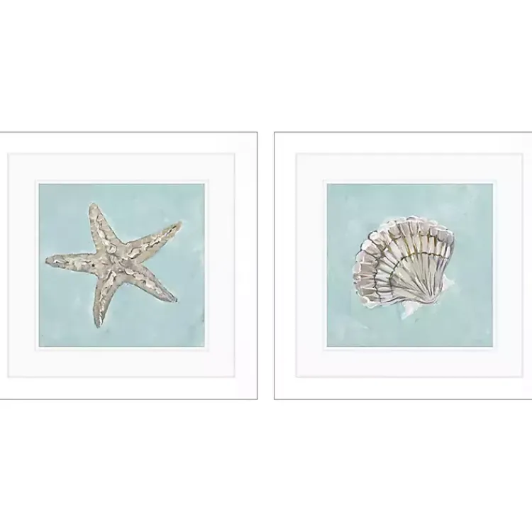 Kirklands Home Framed Art|Ocean Seashells II Framed Art Prints, Set of 2