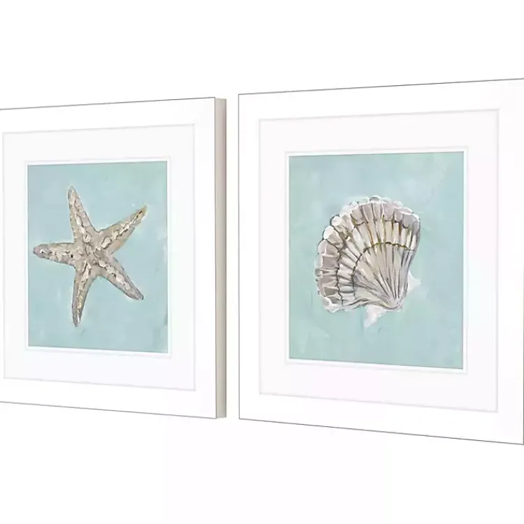 Kirklands Home Framed Art|Ocean Seashells II Framed Art Prints, Set of 2