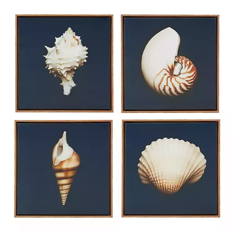 Kirklands Home Canvas Art|Ocean Shell Framed Canvas Art Prints, Set of 4