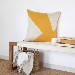 Outlet Ochre & Ivory Geometric Colorblock Throw Pillow Pillows