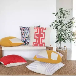 Outlet Ochre & Ivory Geometric Colorblock Throw Pillow Pillows