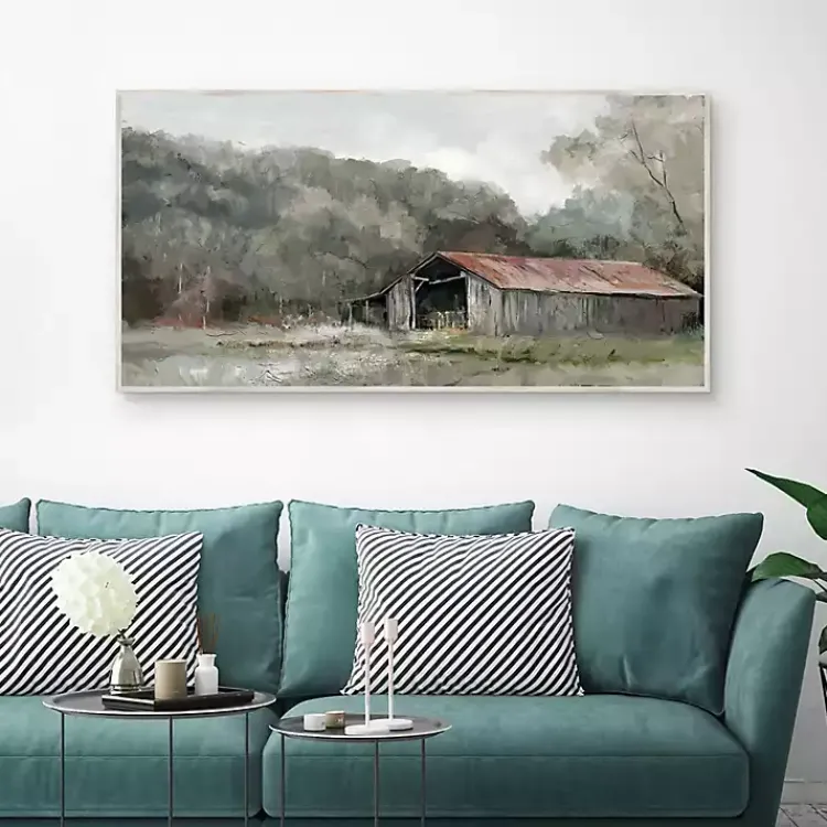 Kirklands Home Canvas Art|Old Gray Barn Framed Canvas Art Print