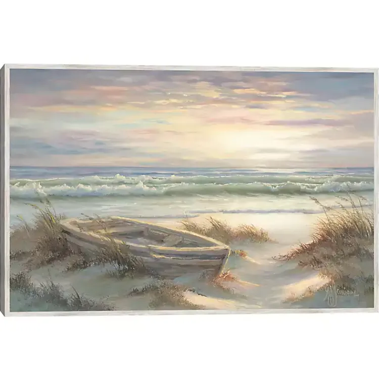 Kirklands Home Framed Art|Old Rowboat on the Shore Framed Canvas Art Print