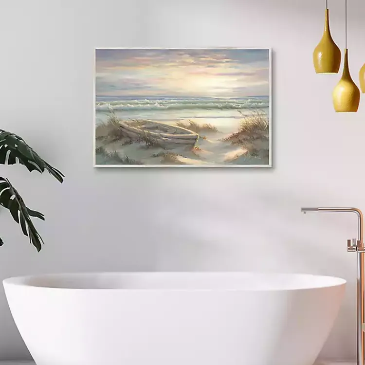 Kirklands Home Framed Art|Old Rowboat on the Shore Framed Canvas Art Print