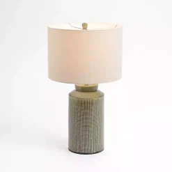 Kirklands Home Table Lamps|Olive Green Grid Ceramic Table Lamp Tan