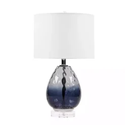 Kirklands Home Table Lamps|Ombre Blue Glass Teardrop Table Lamp White
