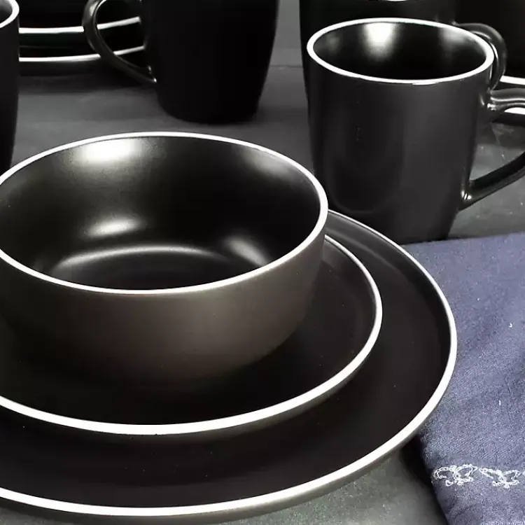 Kirklands Home Dinnerware|Onyx Eliza 16-pc. Dinnerware Set Black