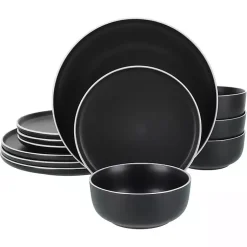 Kirklands Home Dinnerware|Onyx Eliza 12-pc. Dinnerware Set Black