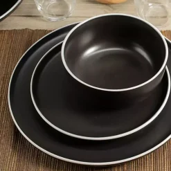 Kirklands Home Dinnerware|Onyx Eliza 12-pc. Dinnerware Set Black