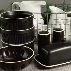 Kirklands Home Kitchen Accessories|Onyx Stoneware 7-pc. Kitchen Accessories Set Black