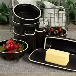 Kirklands Home Kitchen Accessories|Onyx Stoneware 7-pc. Kitchen Accessories Set Black