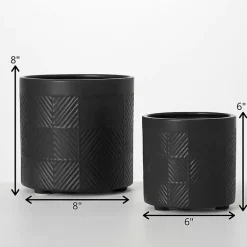 Kirklands Home Planters|Onyx Textured Ceramic Footed Planters, Set of 2 Black