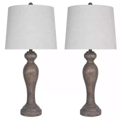 Kirklands Home Table Lamps|Opal Rustic Wood Table Lamps, Set of 2 Gray