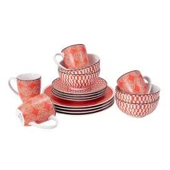 Kirklands Home Dinnerware|Opulent Stoneware 16-pc. Dinnerware Set Orange