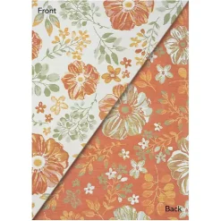 Kirklands Home Outdoor Rugs|Orange & Green Floral Reversible Outdoor Rug, 5x7