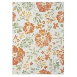 Kirklands Home Outdoor Rugs|Orange & Green Floral Reversible Outdoor Rug, 5x7