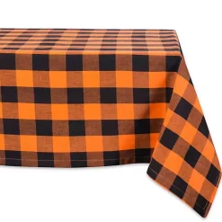 Discount Orange and Black Buffalo Check Tablecloth Halloween