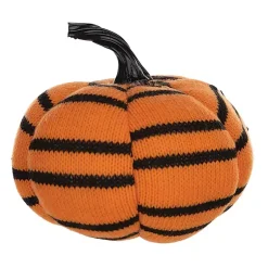 Outlet Orange and Black Striped Pumpkins, Set of 4 Halloween