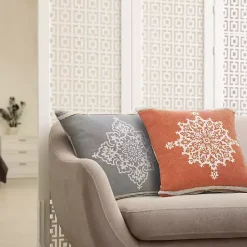 Clearance Orange and White Medallion Pillow Pillows