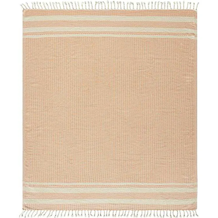 New Orange and White Stripes Cotton Throw Blankets & Throws