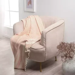 New Orange and White Stripes Cotton Throw Blankets & Throws