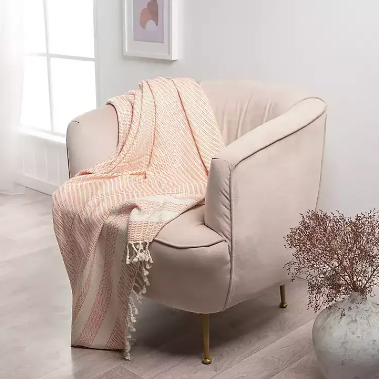 New Orange and White Stripes Cotton Throw Blankets & Throws