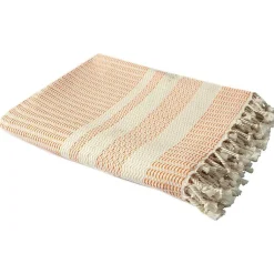 New Orange and White Stripes Cotton Throw Blankets & Throws