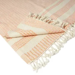 New Orange and White Stripes Cotton Throw Blankets & Throws