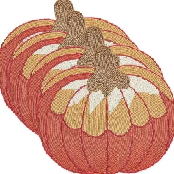 Kirklands Home Table Linens|Orange Beaded Pumpkin Harvest Placemats, Set of 4