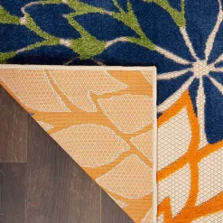 Kirklands Home Outdoor Rugs|Orange Bright Floral Burst Outdoor Area Rug, 5x7