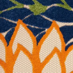 Kirklands Home Outdoor Rugs|Orange Bright Floral Burst Outdoor Area Rug, 5x7